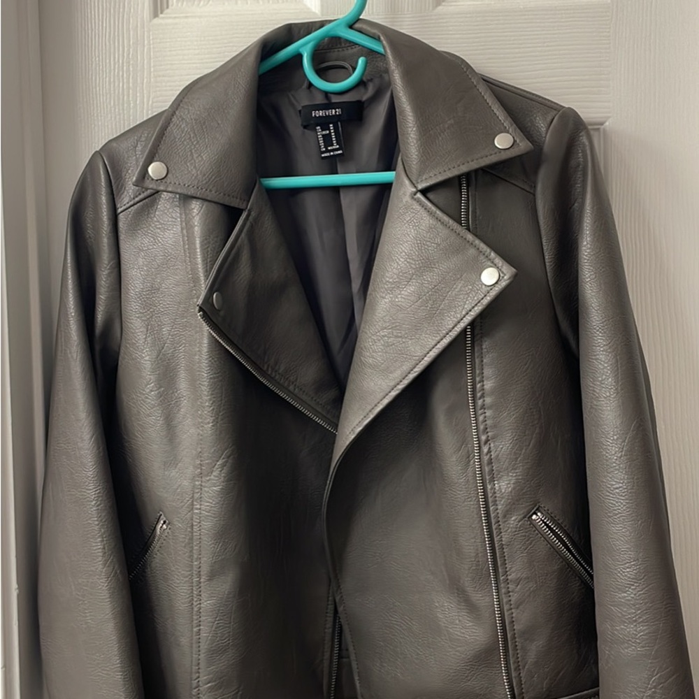Gray leather jacket